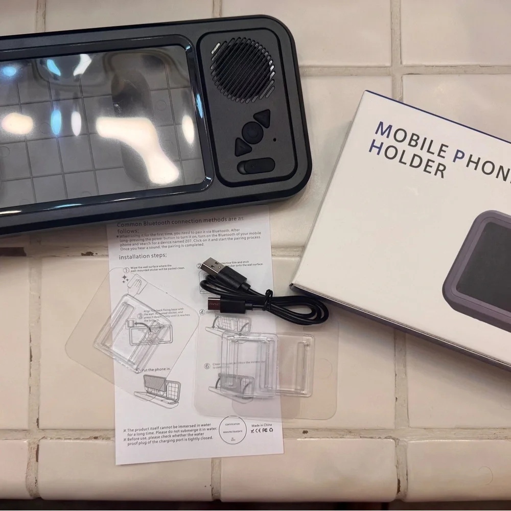 Mobile Phone Holder with Bluetooth Speaker - Black